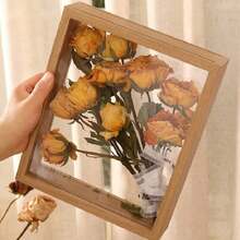 1pc Handmade Dried Flower Display Frame, Double-Sided Transparent Photo Frame, Diy 3d Insect Clay Model Specimen Holder, Desktop Frame, Gift For Birthday, Graduation - Multicolor - View 5