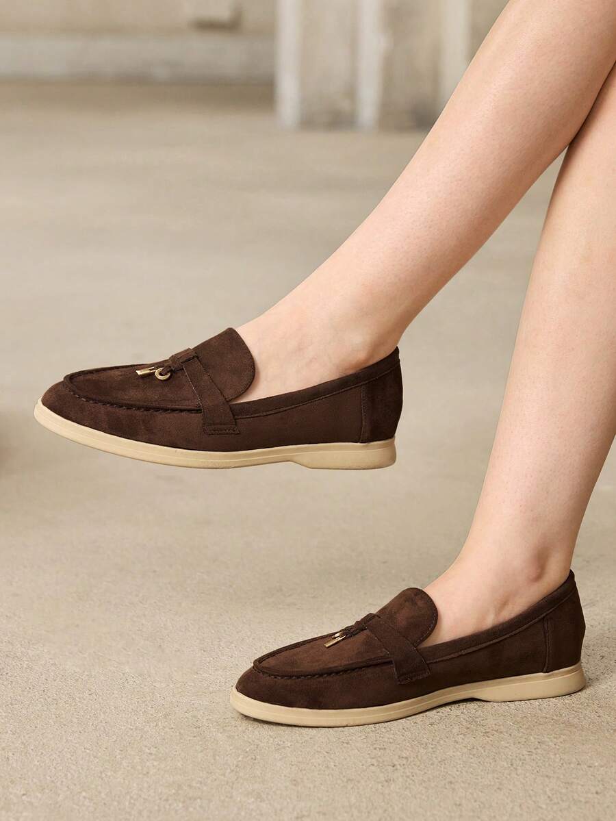 MOTF FASHION, ELEGANT AND GENEROUS, CASUAL WORKPLACE COMMUTING ELEGANT, WOMEN'S FLAT SHOES FALL SHOES - Rust Brown - View 2