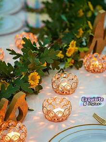 Creative Round Crystal Candlestick - Living Room Decoration Item - Craft For Hotel Or Restaurant - Candlelight Dinner Setting - Display Prop. - multicolor - View 1