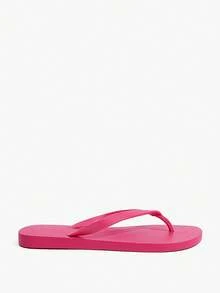 Grefit Spring And Summer New Round Toe Flat Bottom Leisure Vacation Simple Red Flat Sandals Slippers Women's Flip-Flops - Red - View 7