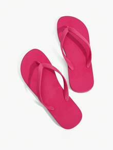 Grefit Spring And Summer New Round Toe Flat Bottom Leisure Vacation Simple Red Flat Sandals Slippers Women's Flip-Flops - Red - View 3