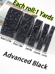 1 Roll DIY Black Self‑Adhesive Rhinestone Tape, Black AB Crystal Rhinestone Strip, Sparkling Diamond Sticker Roll For Home & Room Decor, Mirror, Vanity, Photo Frame, Craft Projects, Fabric, Car, Clothing, Bottle, Cake, Phone, Birthday, Decoration - black - View 8