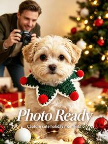 PETSIN Christmas Handmade Crochet Pet Collar, Soft Adjustable Christmas Neck Accessory, Cute Holiday Photo Prop Accessory, Suitable For Cats And Puppies, Perfect For Holiday Party - Multicolor - View 9