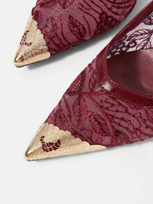 CUCCOO HITCHD Women's Shoes Fashion Classic Simple Buckle Commuter Office Wear Stiletto Heel High Heel Shoes Fall Shoes - Burgundy - View 4