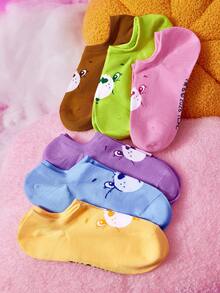 SHEIN X Care Bears 6-Pack Bear Pattern Women's Invisible Socks - variegated - View 3
