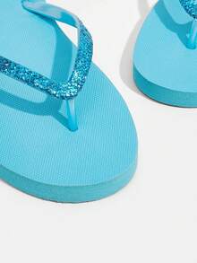 Grefit CUCCOO Star Print Flat Thong Sandals, Suitable For Home, Beach & Outdoor Wear - Mint Blue - View 5