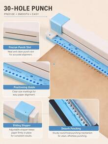1PC Round 30-Hole Extra-Large Manual Punch, For Punching Papers Of Different Sizes – Hand-Push Multi-Hole Puncher, Perfect For Making Planners And Loose-Leaf Notebooks, A Labor-Saving Tool For Paper Punching - Single Piece - View 9