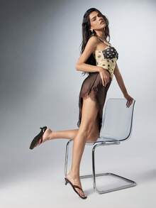 SHEIN VACAZURE 女款夏季小跟涼鞋，外穿度假海灘休閒果凍時尚涼鞋 - 咖啡棕 - 查看 7