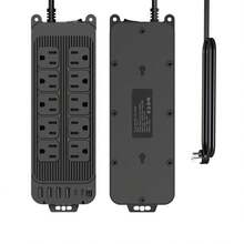 Teckwe 16-In-1 Power Strip Surge Protector With USB, 10 Widely Spaced AC Outlets, 4 USB-A & 2 USB-C PD 18W Fast Charging Ports, 4 FT Extension Cord, 2400W/12A Wall Mountable Outlet Extender For Home Office - Black - View 10