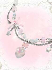 ROMWE Kawaii 1pc Cute Heart & Five-Pointed Star & Bowknot Pendant Necklace Valentines,Mom,Mother,Mother's Day,Gift - Multicolor - View 2