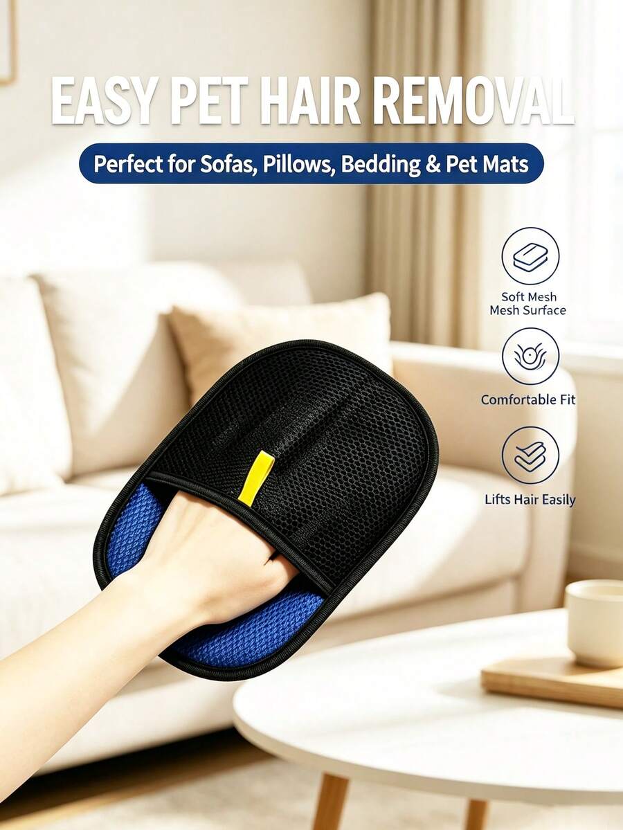 PETSIN Reusable Pet Dehairing Glove, Handheld Dust And Fur Collecting Glove, Pet Cleaning Tool Suitable For Sofas, Beds, Clothes, And Carpets - Multicolor - View 1