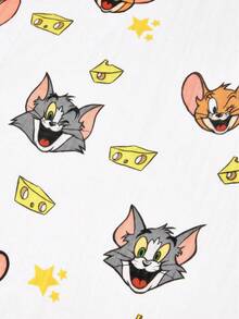 TOM & JERRY X SHEIN 1件卡通可愛印花哺乳睡袍，外出嬰兒推車遮蓋罩，柔軟舒適，四季日常使用 - 彩色 - 查看 8