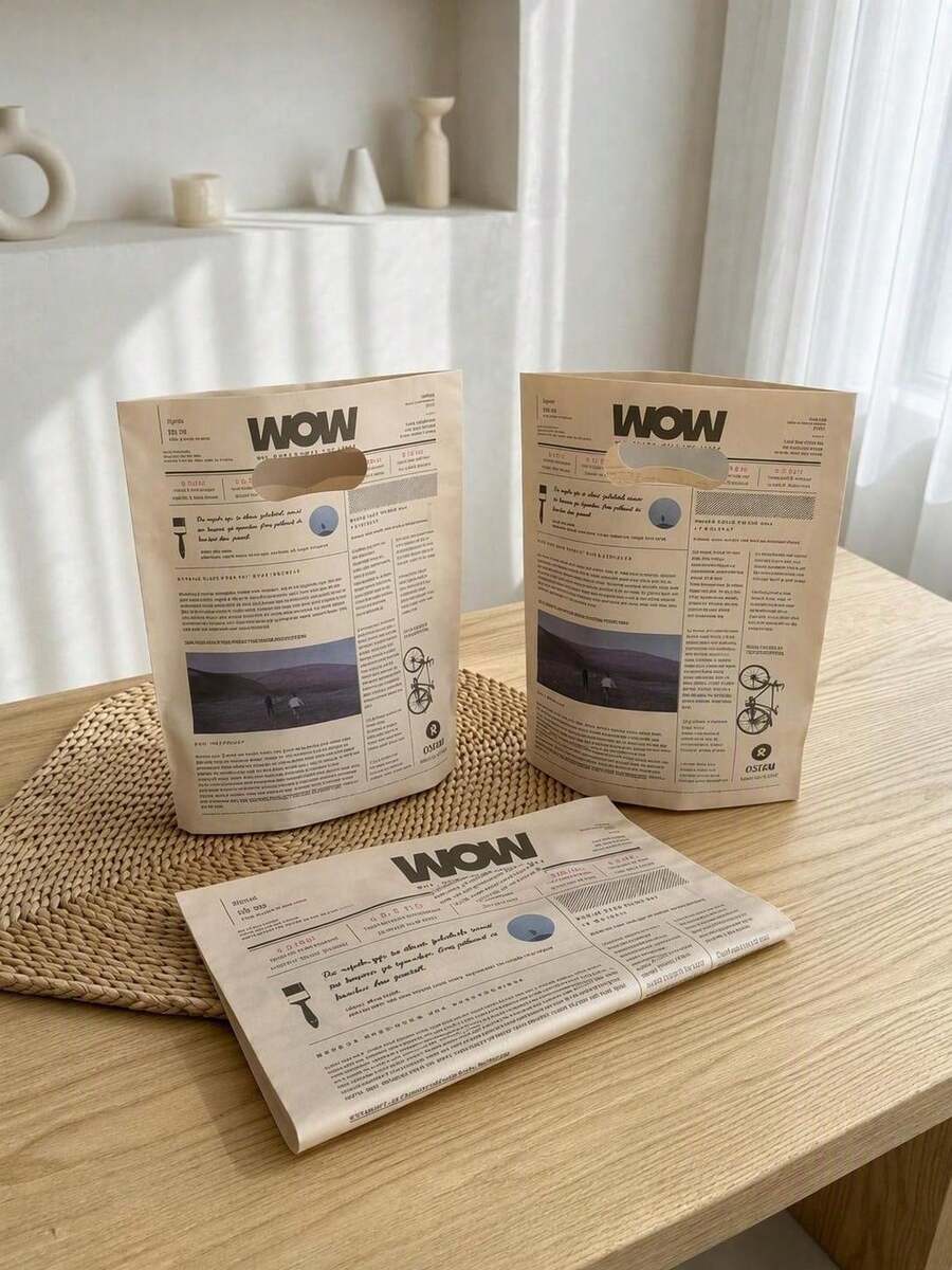 Haus Hana 2pcs Newspaper Pattern Frosted Plastic Handbag, Portable Carry Pouch For Underwear, Jewelry & Cosmetics - View 1