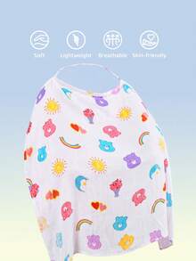 SHEIN X Care Bears 1 Cartoon Cute Printed Mother Nursing Gown, Go Out Baby Carriage Cover, Soft And Comfortable For Daily Use In All Seasons - Multicolor - View 2