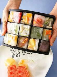 1Pc 15‑Cell Food‑Grade Silicone Square Ice Cube Tray, Easy‑Release Non‑Stick Ice Mold For Clear Even Ice Cubes, For Drinks, Cocktails & Coffee, Multi‑Grid Freezer Kitchen Gadget, Ideal For Home, Bar,Back‑To‑School Season Daily Beverage Cooling Use - Black - View 8