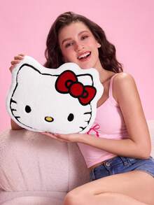 HELLO KITTY AND FRIENDS | SHEIN وسادة ديكورية بشكل كرتوني لطيف، قطعة واحدة، يمكن استخدامها مع الأريكة والسيارة - أبيض - مشاهدة 2