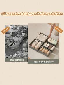 Light Gray Foldable Storage Box Fabric Closet Organizer Drawer Divider For Clothes Underwear Bras Socks Lingerie Dark Gray Space Saving Wardrobe Storage Home Decor Dorm Room Essential Household Gift - Light gray - View 7