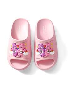 SHEIN X Care Bears 卡通兒童拖鞋，EVA輕量材質，護趾設計，適合室內、淋浴或海灘使用 - 藕粉色 - 查看 7