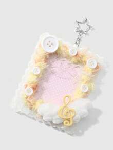 ROMWE Kawaii 1款獨特時尚高端多色手工編織蝴蝶結、毛球、星星、鈕扣音符、毛絨翅膀、蕾絲學生證套，DIY鑰匙圈、包包吊飾 - 多色-26 - 查看 8