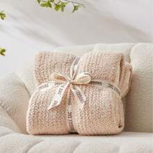 Cirelle Soft Knit Throw Blanket For Couch, Beige Cream Knit Blankets With White Ribbed Border, Warm Cozy Chunky Knit Throw Blanket For Sofa Bed Living Room Home Decor - Khaki - View 5