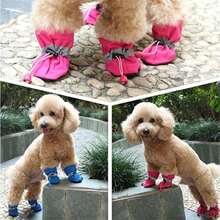 4‑Piece Waterproof Pet Dog Shoes, Non‑Slip Rain Boots For Chihuahuas, Pet Boots For Small Dogs, Cats And Puppies - Red - View 4