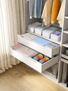 6PCS Fabric Drawer Style Cosmetic Storage Box, Multi-Compartment Makeup Organizer With Handle, Portable Jewelry Storage Box, Dustproof Dresser Storage Solution, Bedroom Home Decor, Vanity Counter Organizer - White - View 2