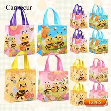Carriecur Adorable Bee Fleece Tote Bag, Colorful Cartoon Bee Party Gift Bag, Suitable For Birthday Parties, Baby Showers, Spring Events, Classroom Rewards, Graduations, Snack Gift Bag - View 8