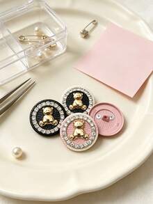 1 Pack 10 Pieces Pink Rhinestone Cartoon Bear Metal Buttons Decorative Fasteners For Cashmere Coat Windbreaker Sweater Outerwear Sewing Accessories - 10pcs - View 9