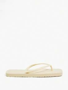 Grefit Simple Solid Color Girl Flip-Flops Beach Shoes Summer Shoes - Beige - View 5
