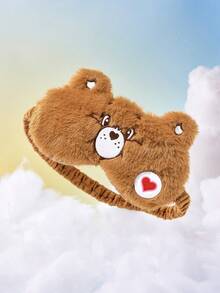 SHEIN X Care Bears 1Pc Cartoon Embroidered Blindfold, Soft Plush Material, Strong Shading Power, Suitable For Going Out For Travel, Office Lunch Break - Brown - View 2