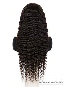 13x4 Deep Wave Lace Front Wig Human Hair 10-32 Inch Transparent Frontal For Women Natural Black Color Wig With Pre-Plucked Hairline Unprocessed Raw Human Hair Wig - Natural Black - View 4