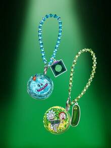 Rick and Morty X SHEIN 1件貓眼綠色變色腮紅吊飾，可掛在包包上，自然粉嫩妝感，易上妝，持久顯色，打造紅潤雙頰 - 貓眼石綠 - 查看 9