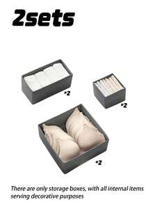 Dark Gray Foldable Storage Box Fabric Closet Organizer Drawer Divider For Clothes Underwear Bras Socks Lingerie Dark Gray Space Saving Wardrobe Storage Home Decor Dorm Room Essential Household Gift - dark gray - View 9