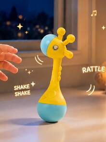 Bright Yellow Giraffe Baby Rattle, Baby Shower & 1st Birthday Gift, Maraca Rattle Toy, Sensory Sound Toy For Infants, Visual Auditory Stimulation Toy, Newborn Grasping Training Toy, Early Learning Baby Toy, Colorful Rattle Shaker - Multicolor - View 1
