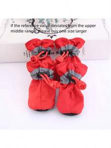 4‑Piece Waterproof Pet Dog Shoes, Non‑Slip Rain Boots For Chihuahuas, Pet Boots For Small Dogs, Cats And Puppies - Red - View 7