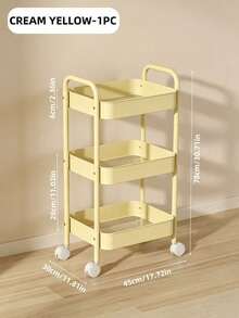 1 Pc Functional Mobile Trolley With Strong Load-Bearing Capacity, Rust-Proof And Durable. Equipped With Display Shelves And Casters, It Is Easy To Assemble And Suitable For Kitchens, Bathrooms, Living Rooms, And Study Rooms. - Multicolor - View 13