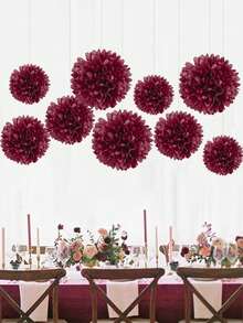 9Pcs/Set Green DIY Paper Flower Balls - Suitable For Birthday Party, Wedding, Bridal Shower, Home, Outdoor Hanging Decor - Multicolor - View 10