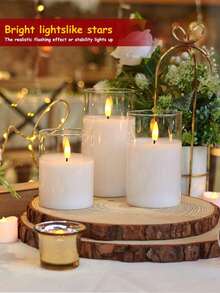 1‑Pack Flameless Candle Lights, Pillar Shape Flickering LED Candles, Ivory White, For Dining Table, Party, Wedding & Festival Atmosphere Decoration, Battery Not Included - White - View 2