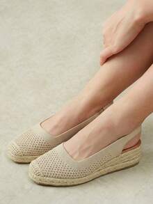 Styleloop Women's Wedge & Platform Shoes, Mesh Breathable Backless Wedge Sandals, Vacation Outfit, Travel Essential, Vintage Woven Fall Shoes - Apricot - View 10