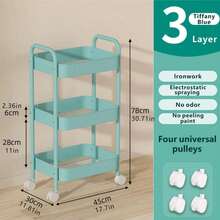 3 Tier Utility Cart Rustproof Multi Purpose Rolling Storage Rack With Casters For Kitchen Bathroom Snack Organizer Easy Assembly Home Decor Gift Idea Living Room Bedroom Office Garage Workshop Pantry Laundry Room Classroom Dormitory Apartment Balcony - Multicolor - View 17