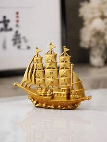 Smooth Sailing Ship Figurine Creative Gift Office Desktop Decoration Craftsmanship Opening Gift Ornament - multicolor - View 5