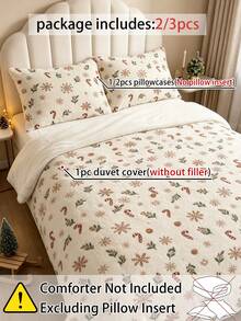 Cirelle 3pcs Christmas Velvet Duvet Cover Set, Soft Warm Fleece Snowflake Bedding Set, Reversible Winter Flannel Comforter Cover With 2 Shams (No Insert) - Multicolor - View 7