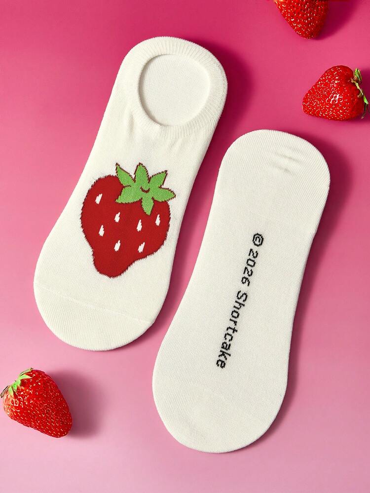 Strawberry Shortcake X SHEIN 5Pairs Soft Thin Breathable Women Invisible Socks Moisture-Wicking Low Cut No-Show Socks - color mixing - View 12