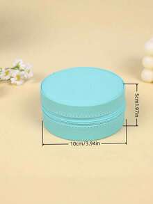 1PC Round Zipper Leather Jewelry Storage Box Foldable Portable Necklace Earring Ring Organizer Case For Travel Home Gift - Multicolor - View 10