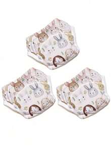 Baby Small Animal Toilet Training Pants, Breathable And Water-Absorbing Washable Diaper Panties, Infant Diaper Abstinence Practice Pants 3 Packs - Multicolor - View 25