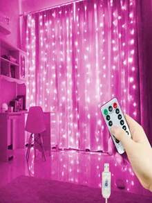 100/200/300顆 LED 粉色 USB 串燈,附遙控器,8種燈光模式,USB供電,可壁掛,適用於居家臥室裝飾、聖誕樹、節日、萬聖節、感恩節、夏季、婚禮、生日、新年、情人節 - 粉色 - 查看 5