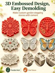 Use DIY Molds To Create Unique Garden Stepping Stones. You Can Make Decorative Stones In The Shapes Of Butterflies, Snowflakes And Bees, And Paint Them Freely To Match The Atmosphere Of Each Season. It Is An Excellent Gift For Gardening Enthusiasts. - A - View 6