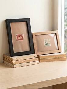 Haus Hana 1pc Creative Wooden Hollow Photo Frames, Square Tabletop Picture Stands For Office Desk, Decorative Display Holders - multicolor - View 1