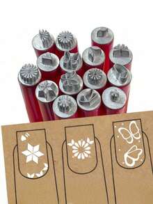 Nail Art Stamping Pen Set - A Simple DIY Nail Design Set That Can Be Used For Dotting And Drawing. It Features Fragrance-Free Stamping Tools, Making It Suitable For Women And Girls. - Red - View 2