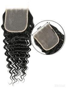 4x4 Deep Wave Lace Closure Human Hair Pre Plucked Free Part Deep Curly Natural Color Human Hair Extensions For Women - Natural Black - View 6